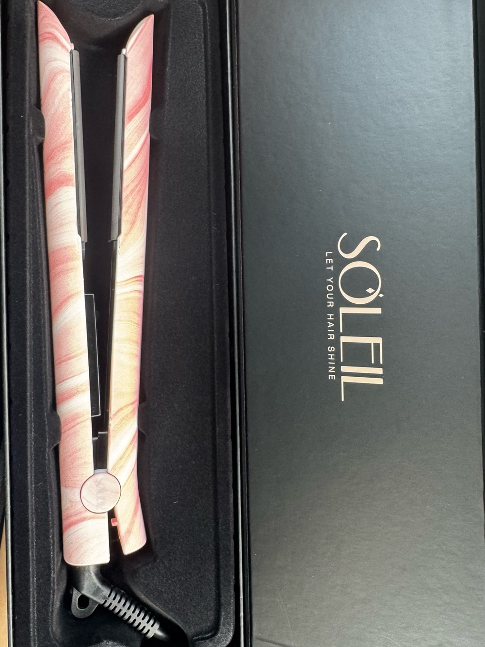 Soleil Pink Marble Ceramic Hair Straightener - Sleek Styling Flat Iron